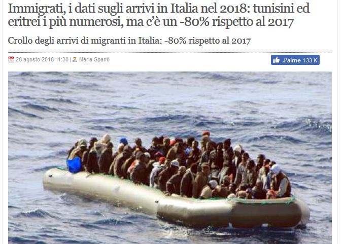  Baisse de 80% des migrants vers l’Italie ?