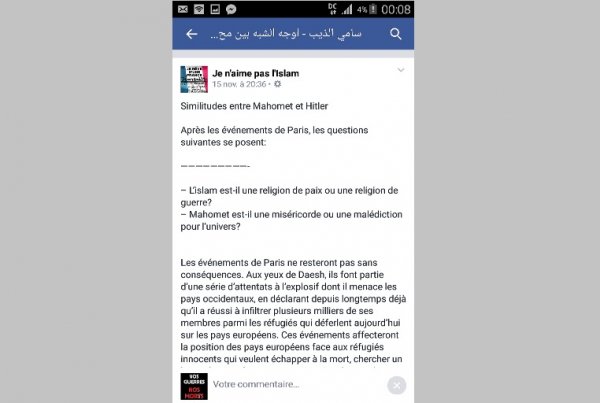  Pour Facebook la page raciste « Je n’aime pas l’islam » ne pose aucun problème