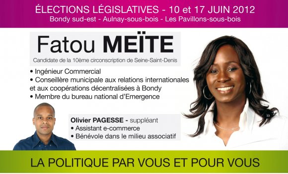  France. Fatou Méïté, candidate « Émergence » sur la 10ème circonscription de Seine-Saint-Denis