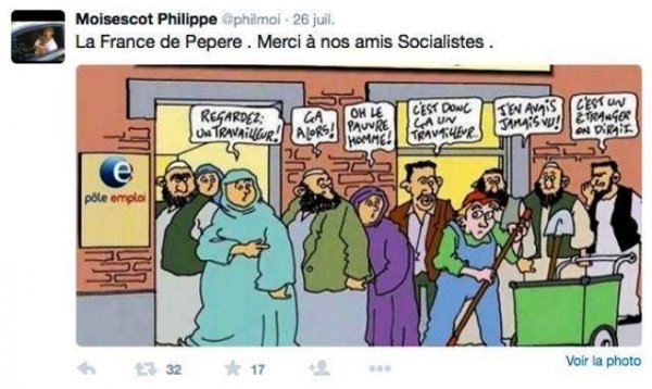  Un élu de Levallois-Perret partage sur Twitter un dessin raciste